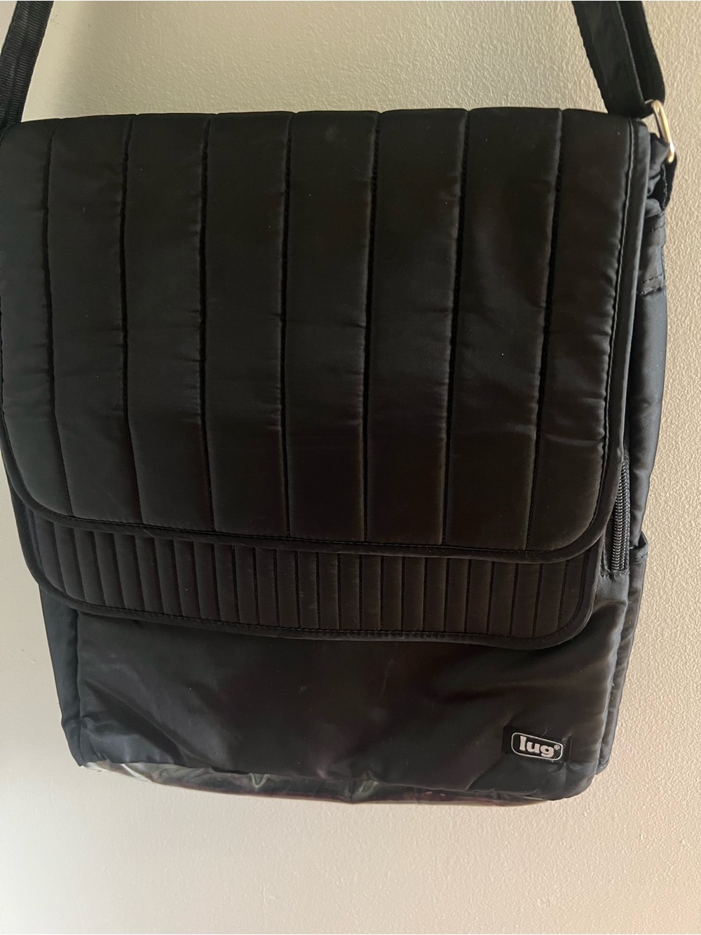 Lug Men's or women’s Black Quilted Crossbody Messenger Bag.